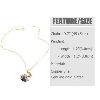 Starfish Necklace For Marine Style Lovers Featuring Copper Material With 18K Real Gold Plated And Zircon Inlay On Box Chain