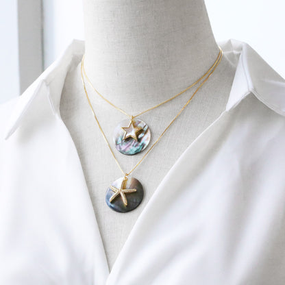 Starfish Necklace For Marine Style Lovers Featuring Copper Material With 18K Real Gold Plated And Zircon Inlay On Box Chain