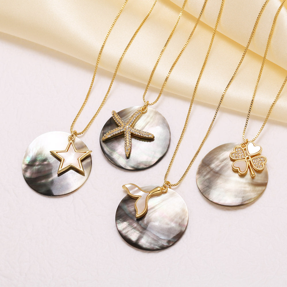 Starfish Necklace For Marine Style Lovers Featuring Copper Material With 18K Real Gold Plated And Zircon Inlay On Box Chain
