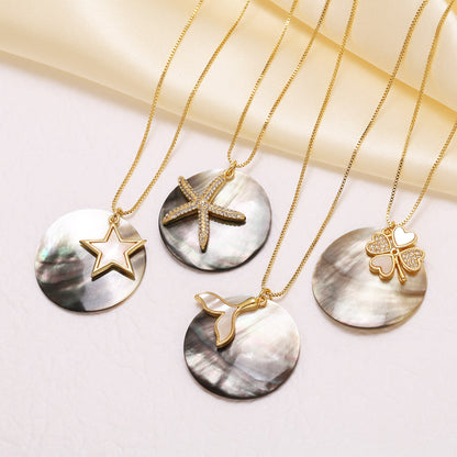 Starfish Necklace For Marine Style Lovers Featuring Copper Material With 18K Real Gold Plated And Zircon Inlay On Box Chain