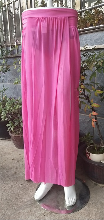 Women’s Rose Red Collarless Gauze Skirt Beach Dress, Perfect For Beach Outings
