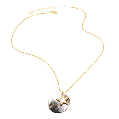 Starfish Necklace For Marine Style Lovers Featuring Copper Material With 18K Real Gold Plated And Zircon Inlay On Box Chain