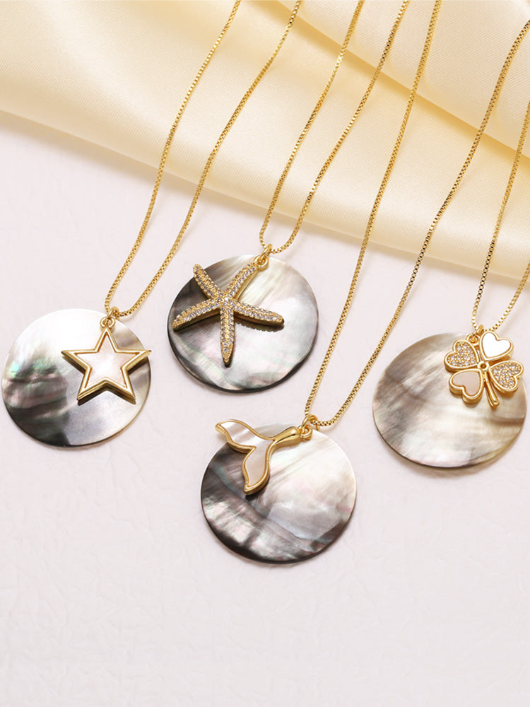 Starfish Necklace For Marine Style Lovers Featuring Copper Material With 18K Real Gold Plated And Zircon Inlay On Box Chain