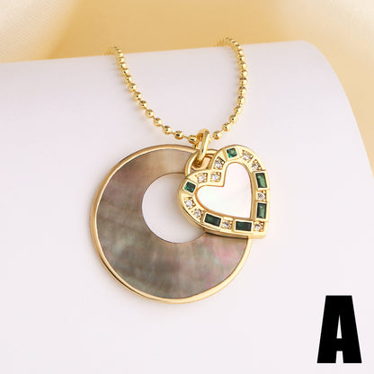 Heart Shape Necklace For Unisex Featuring Copper Material With 18K Real Gold Plated And Zircon Inlay On Beaded Chain