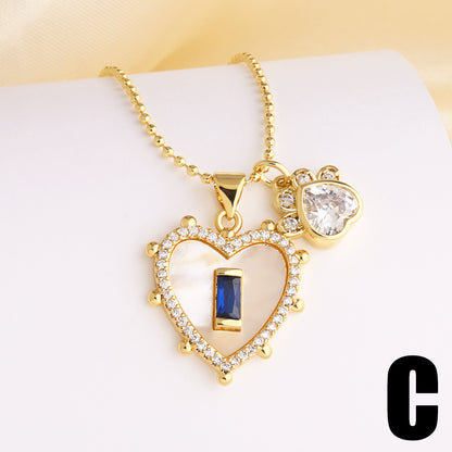Heart Shape Necklace For Unisex Featuring Copper Material With 18K Real Gold Plated And Zircon Inlay On Beaded Chain