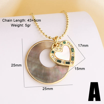 Heart Shape Necklace For Unisex Featuring Copper Material With 18K Real Gold Plated And Zircon Inlay On Beaded Chain