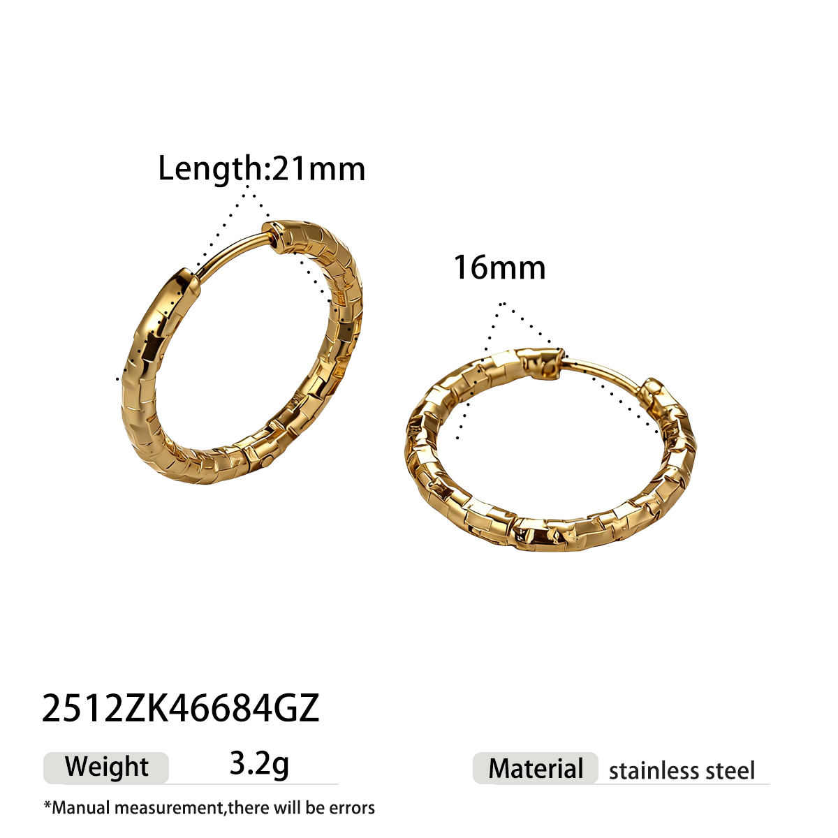 Geometric Earrings For Women Featuring Electroplated 304 Stainless Steel With 18K Real Gold Plated PVD Coating