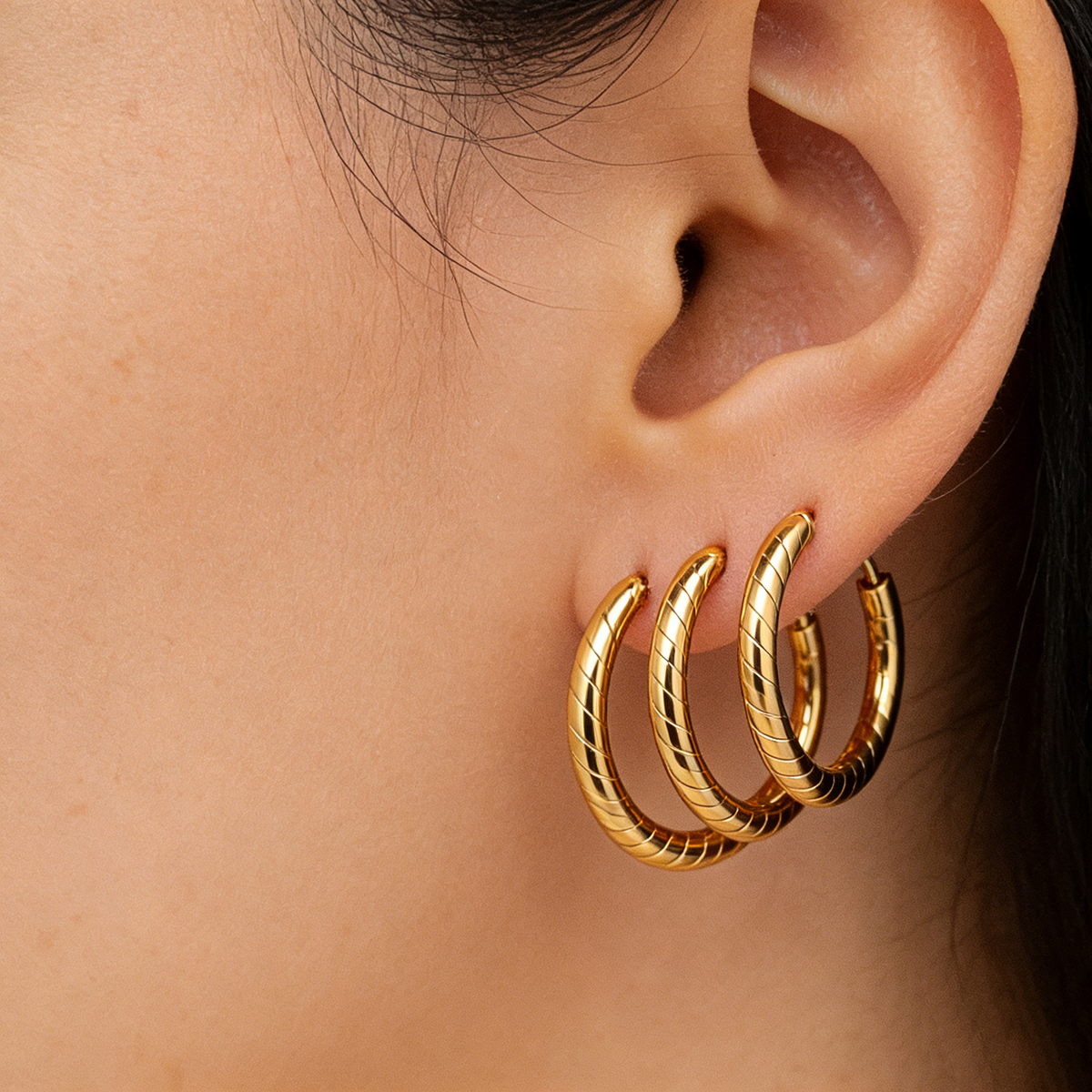 Geometric Earrings For Women Featuring Electroplated 304 Stainless Steel With PVD Coated 18K Real Gold Plating