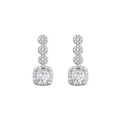Geometric Stud Earrings For Women In Electroplated Copper With Zircon Inlay Featuring Electroplated Gold Plating