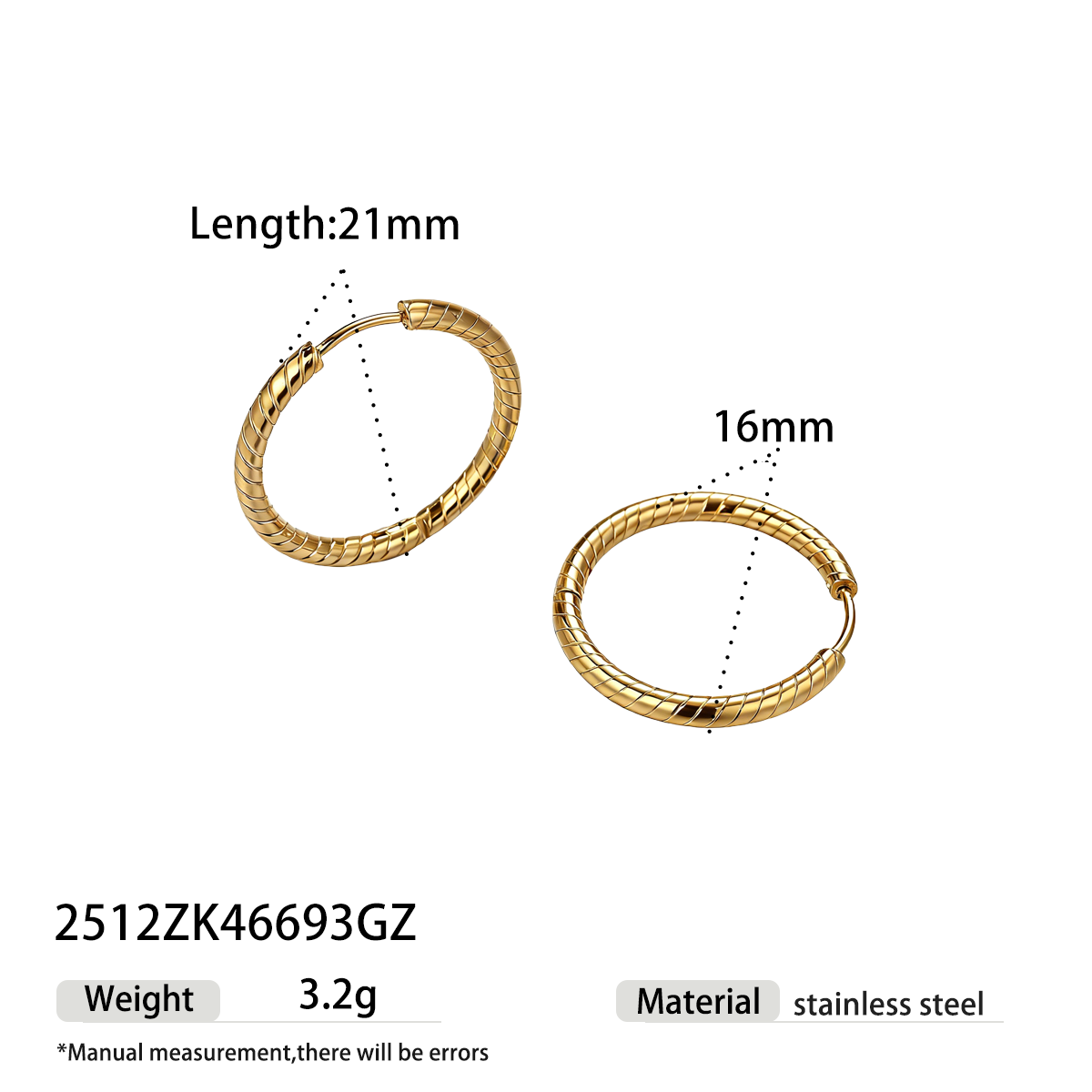 Geometric Earrings For Women Featuring Electroplated 304 Stainless Steel With PVD Coated 18K Real Gold Plating