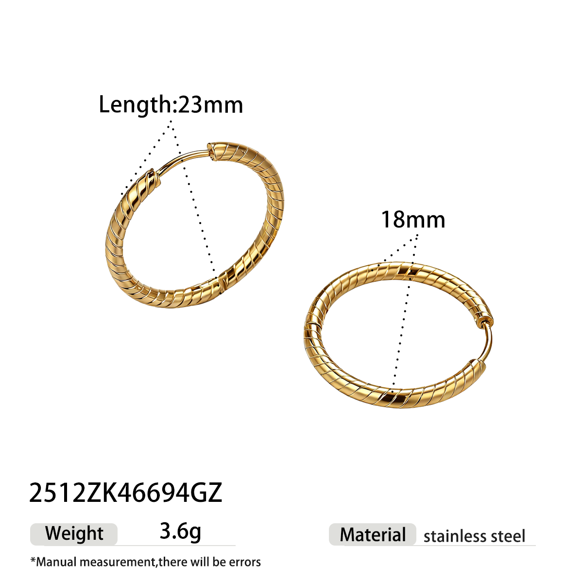 Geometric Earrings For Women Featuring Electroplated 304 Stainless Steel With PVD Coated 18K Real Gold Plating