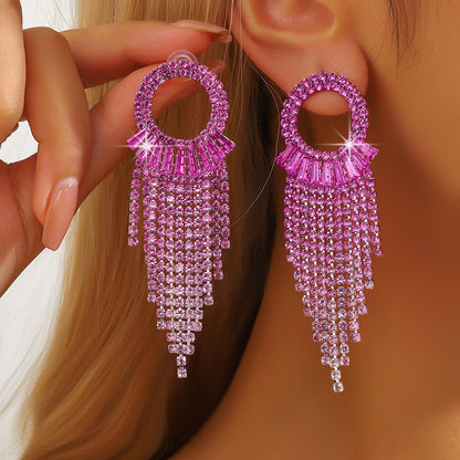 Circle Earrings For Women Featuring Rhinestones In Elegant Colour