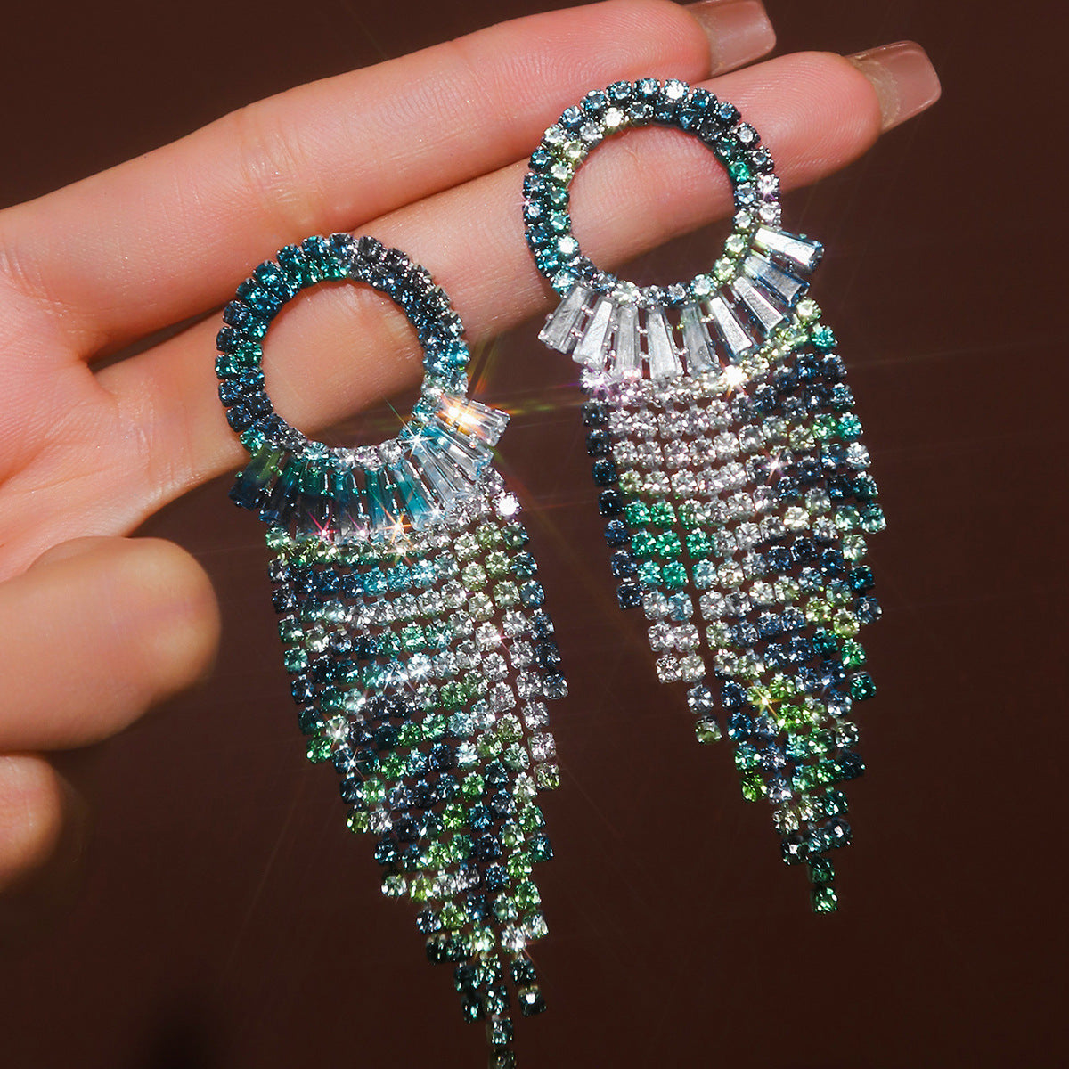 Circle Earrings For Women Featuring Rhinestones In Elegant Colour
