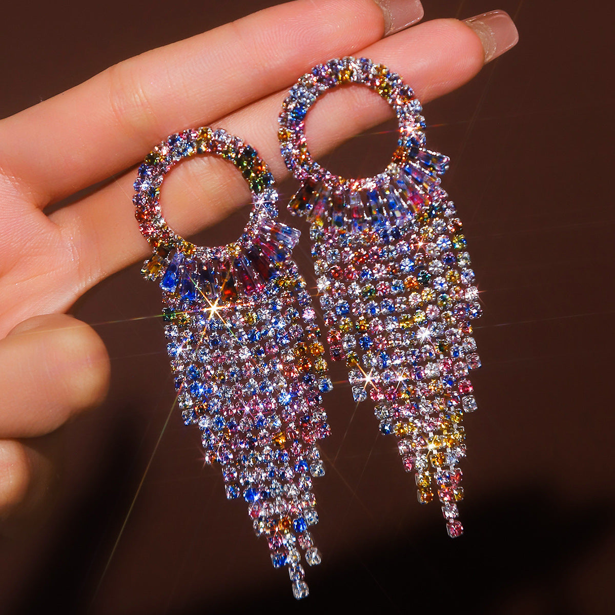 Circle Earrings For Women Featuring Rhinestones In Elegant Colour