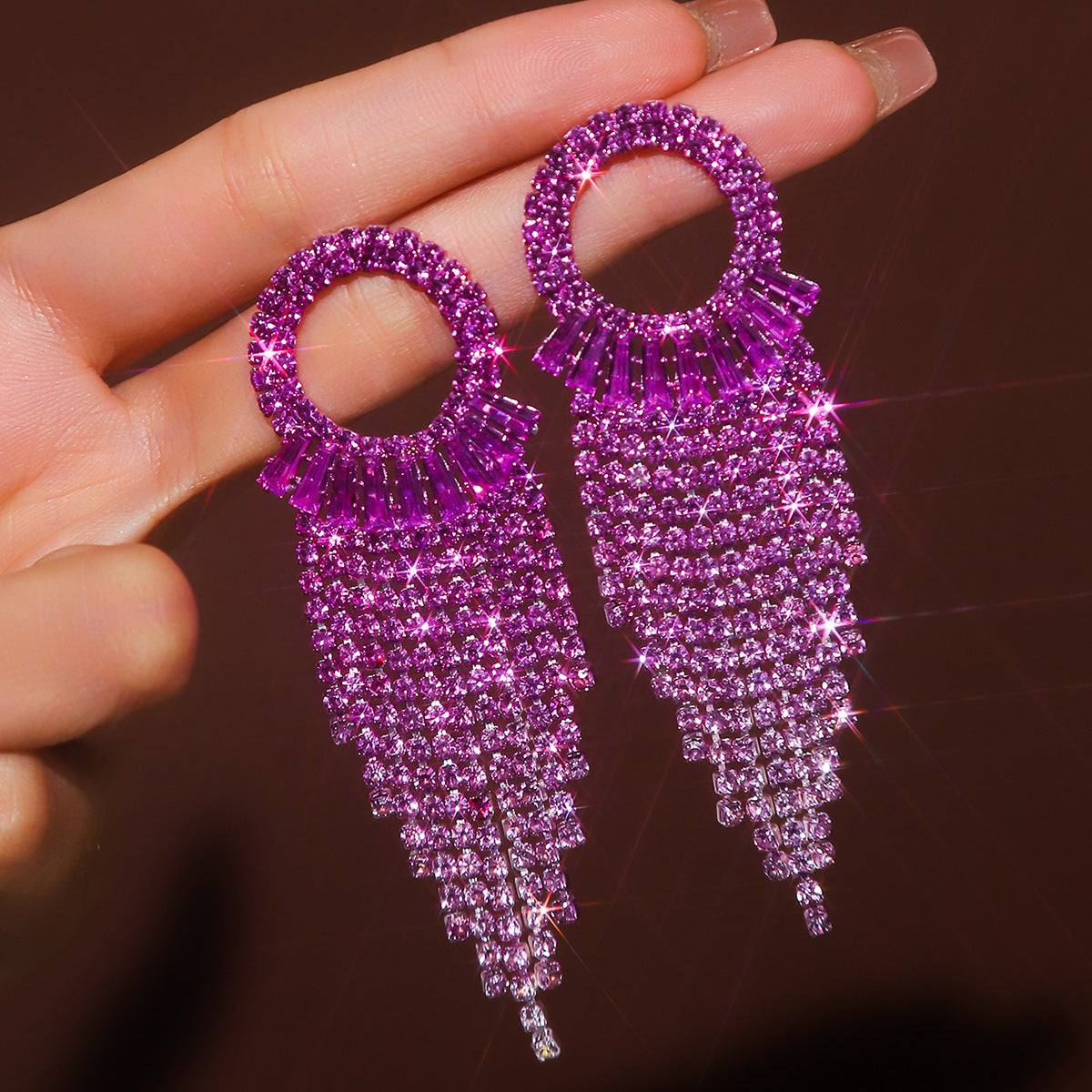 Circle Earrings For Women Featuring Rhinestones In Elegant Colour