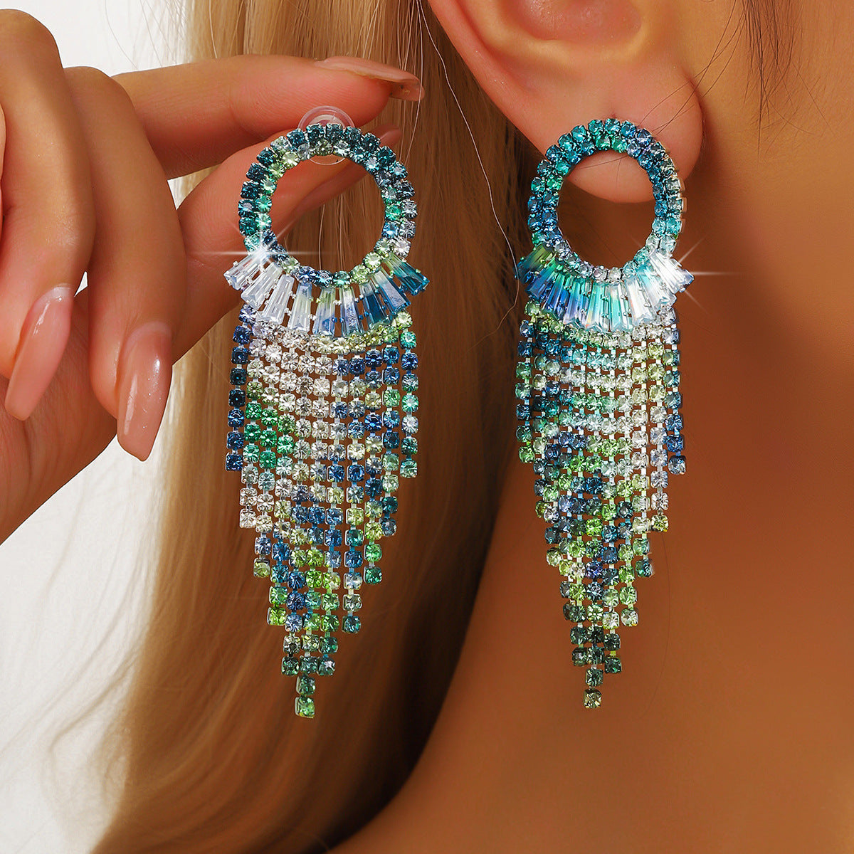 Circle Earrings For Women Featuring Rhinestones In Elegant Colour