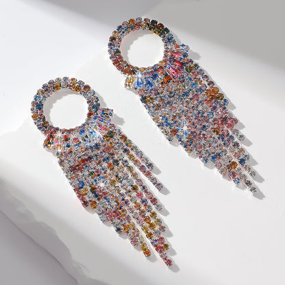 Circle Earrings For Women Featuring Rhinestones In Elegant Colour