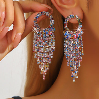 Circle Earrings For Women Featuring Rhinestones In Elegant Colour