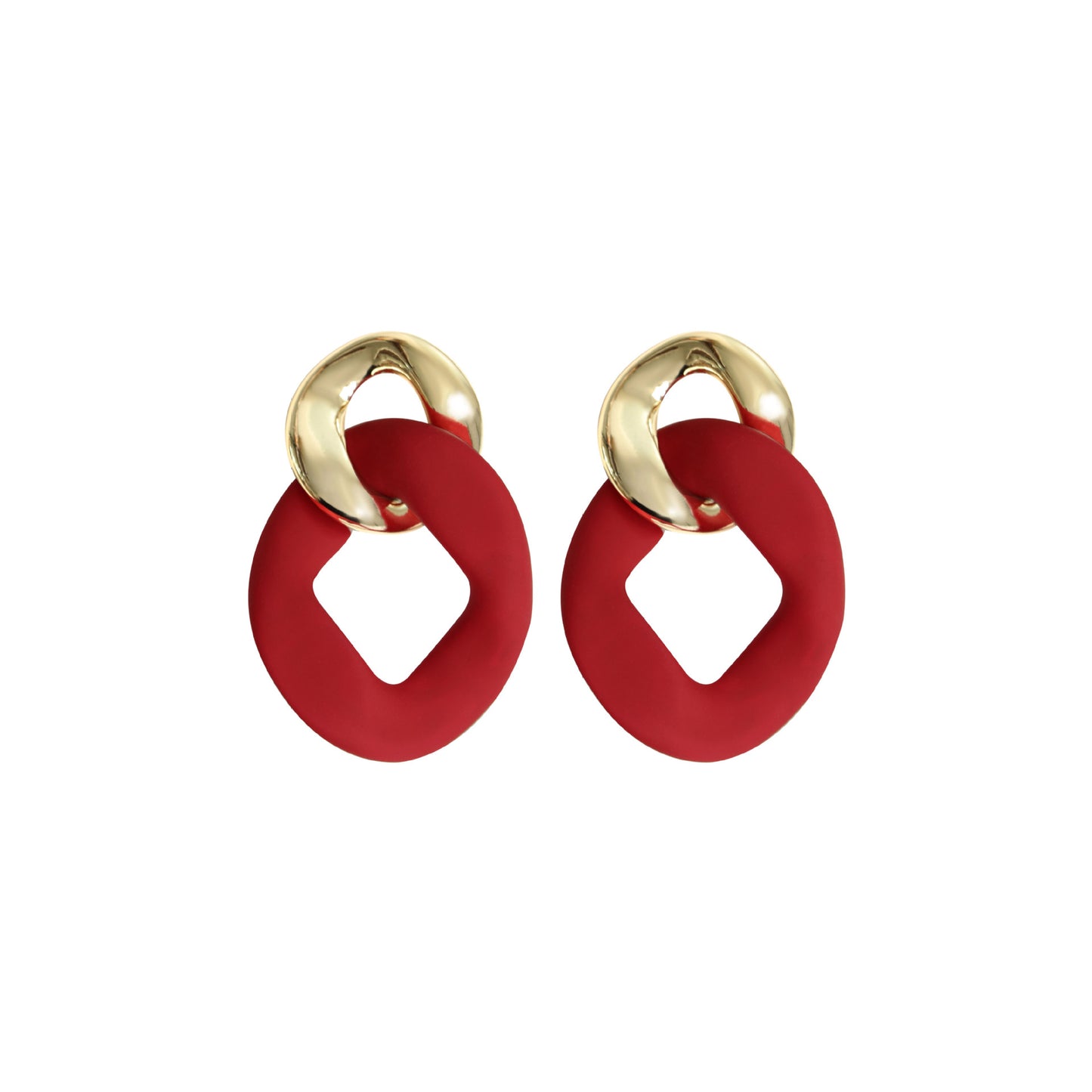 For New Year Acrylic Stoving Varnish Earrings In Red