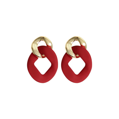 For New Year Acrylic Stoving Varnish Earrings In Red