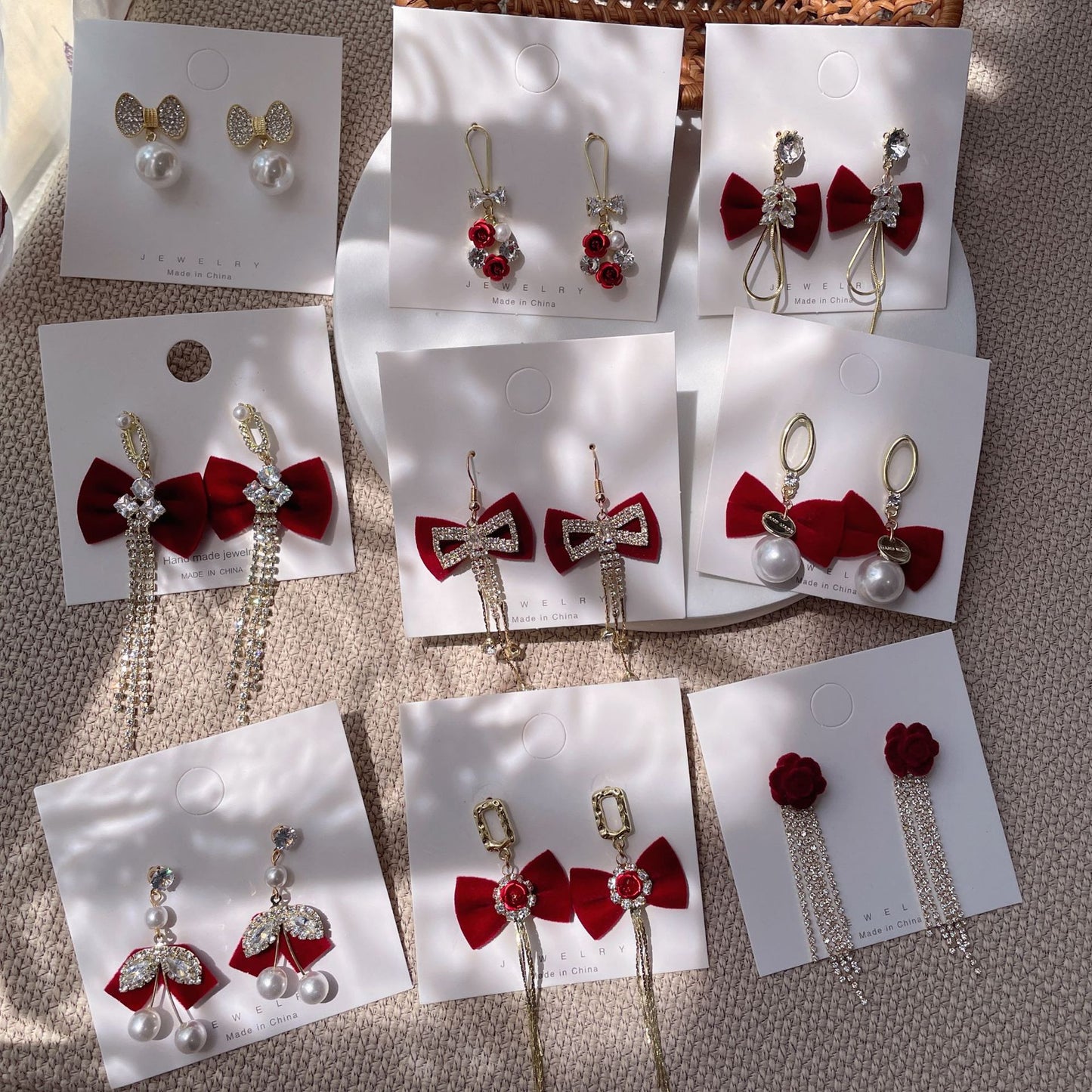 Bow Tie Stud Earrings For Women In Red, Stylish And Elegant Accessory