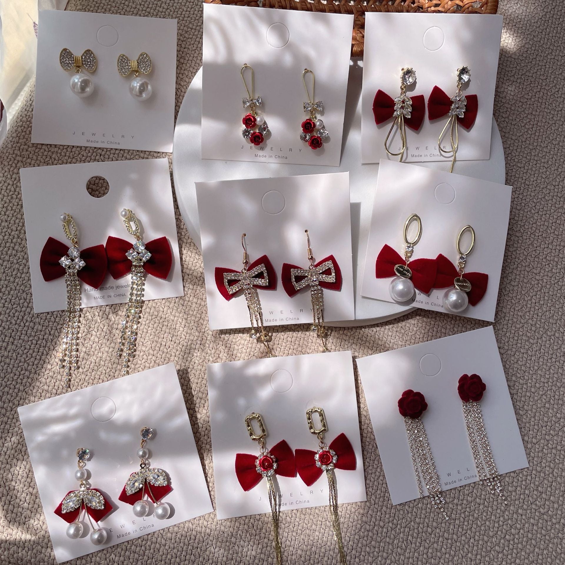 Bow Tie Stud Earrings For Women In Red, Stylish And Elegant Accessory