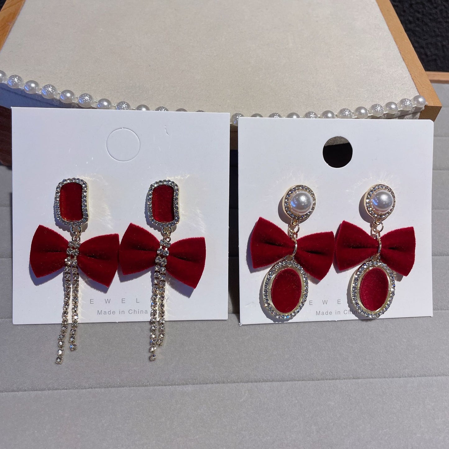 Bow Tie Stud Earrings For Women In 925 Sterling Silver Featuring Red Color