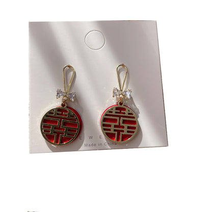 Bow Tie Stud Earrings For Women In Red, Stylish And Elegant Accessory