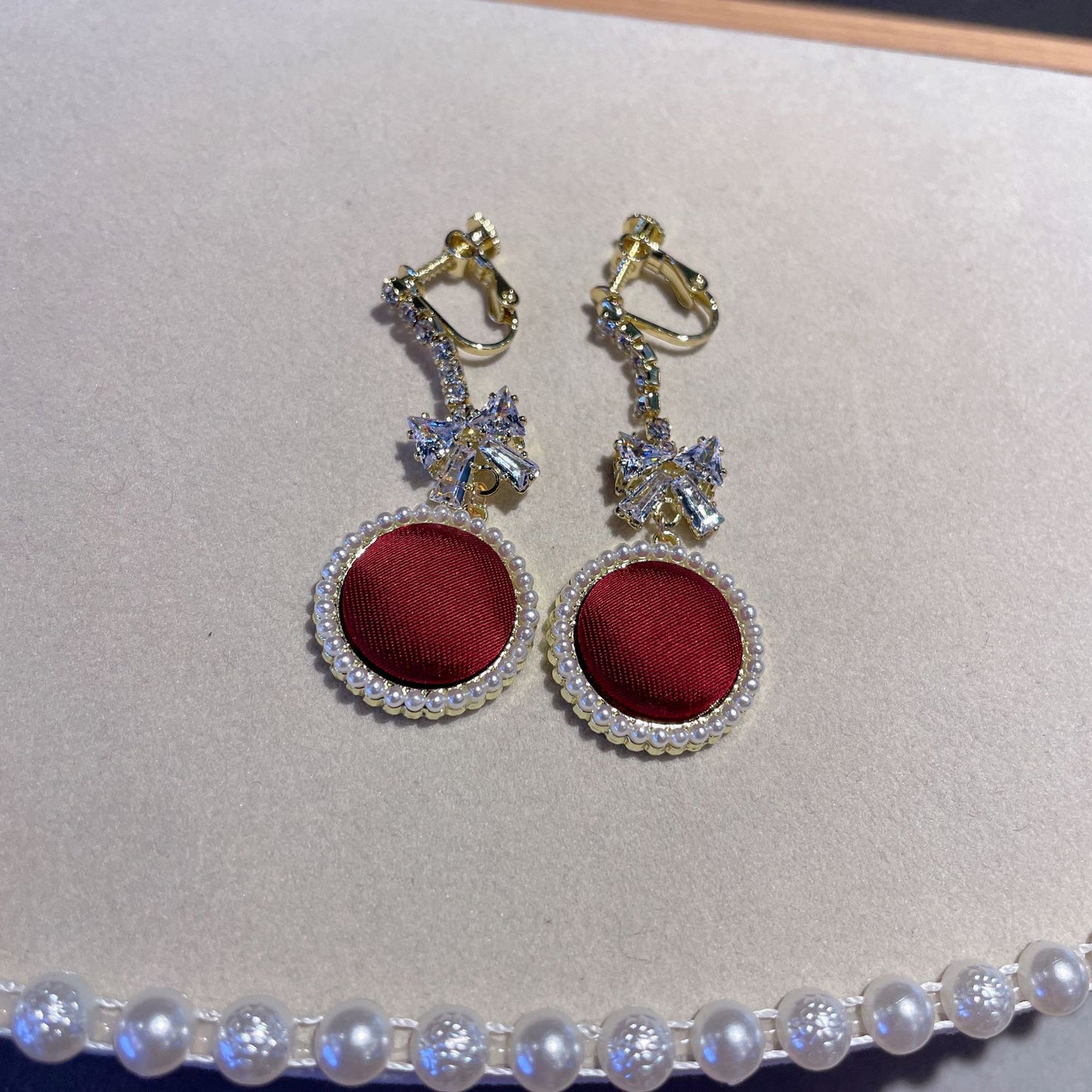 Bow Tie Stud Earrings For Women In 925 Sterling Silver Featuring Red Color