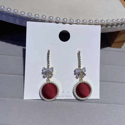 Bow Tie Stud Earrings For Women In 925 Sterling Silver Featuring Red Color
