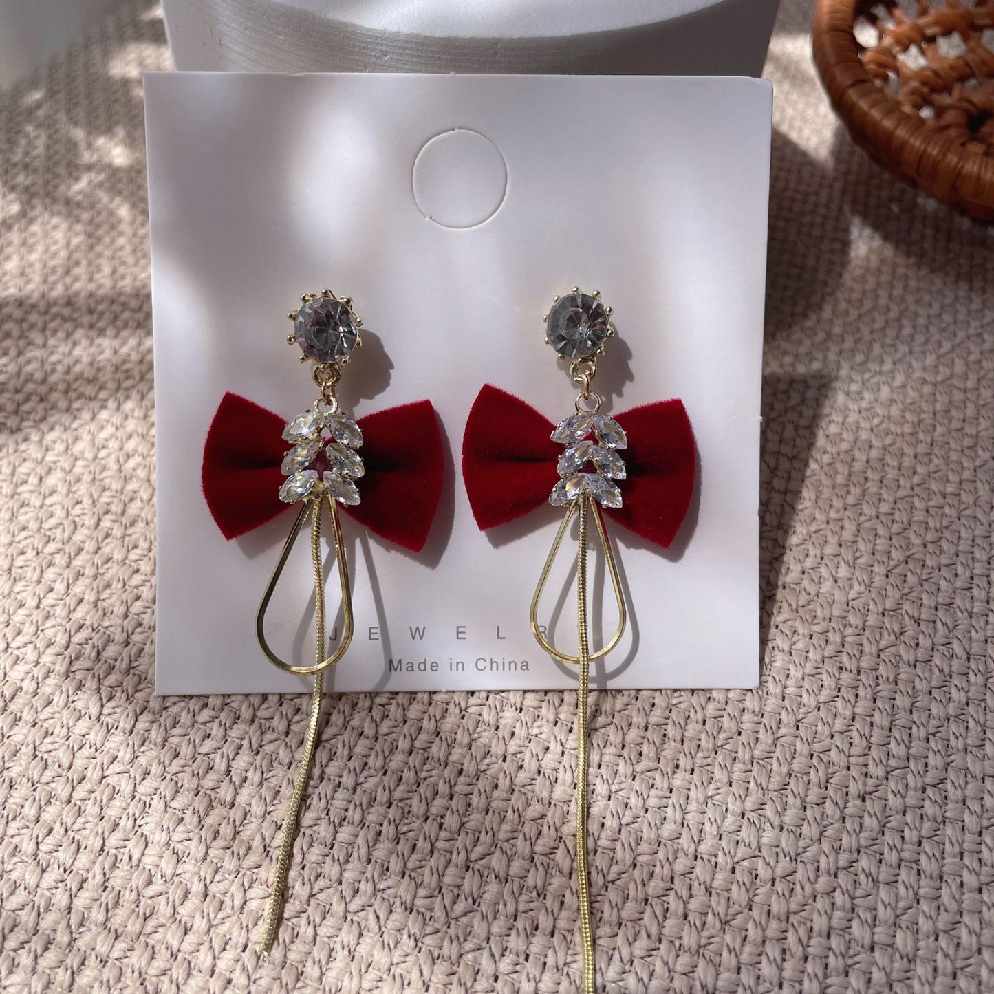 Bow Tie Stud Earrings For Women In Red, Stylish And Elegant Accessory