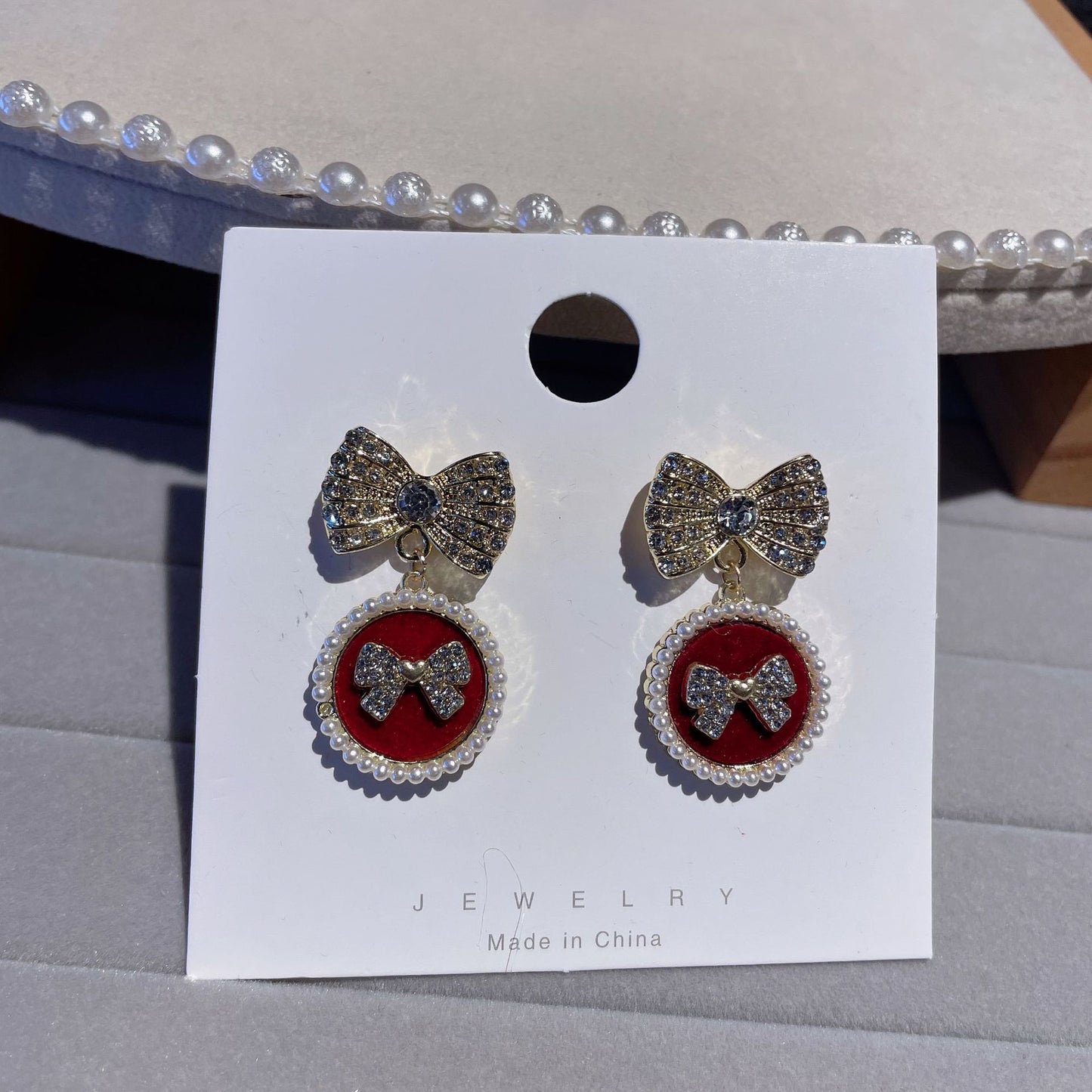 Bow Tie Stud Earrings For Women In 925 Sterling Silver Featuring Red Color