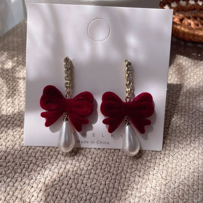 Bow Tie Stud Earrings For Women In Red, Stylish And Elegant Accessory