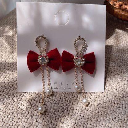 Bow Tie Stud Earrings For Women In Red, Stylish And Elegant Accessory