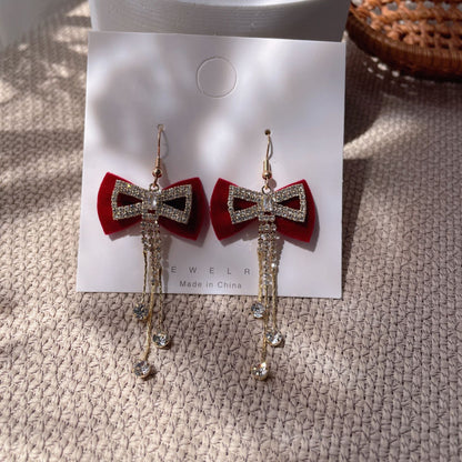 Bow Tie Stud Earrings For Women In Red, Stylish And Elegant Accessory
