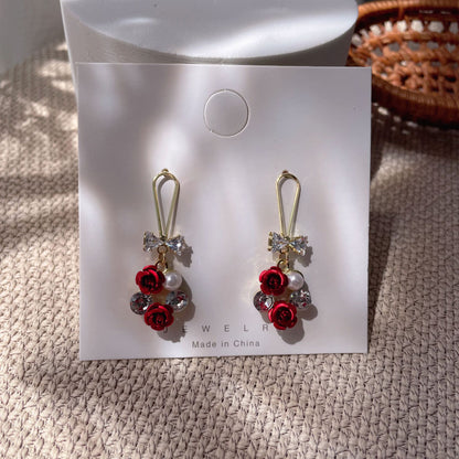 Bow Tie Stud Earrings For Women In Red, Stylish And Elegant Accessory