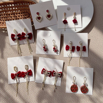Bow Tie Stud Earrings For Women In Red, Stylish And Elegant Accessory