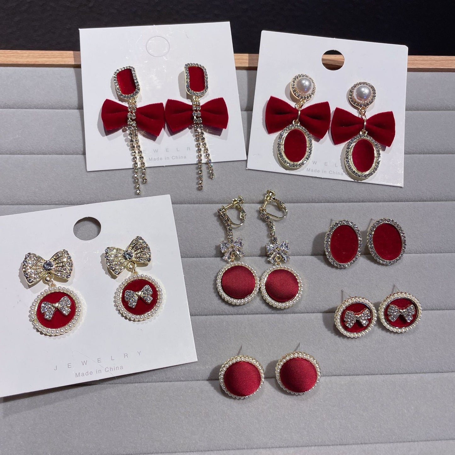 Bow Tie Stud Earrings For Women In 925 Sterling Silver Featuring Red Color