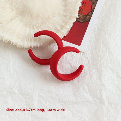 For New Year Acrylic Stoving Varnish Earrings In Red