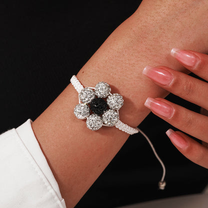 Simple Style Flowers Bracelet For Women Featuring Soft Clay Material And Weave Craft With Stretch Adjustable Closure