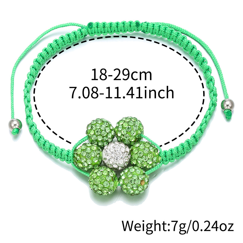 Simple Style Flowers Bracelet For Women Featuring Soft Clay Material And Weave Craft With Stretch Adjustable Closure