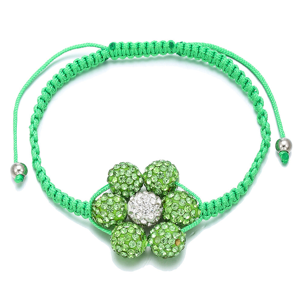 Simple Style Flowers Bracelet For Women Featuring Soft Clay Material And Weave Craft With Stretch Adjustable Closure
