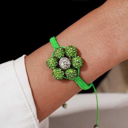 Simple Style Flowers Bracelet For Women Featuring Soft Clay Material And Weave Craft With Stretch Adjustable Closure