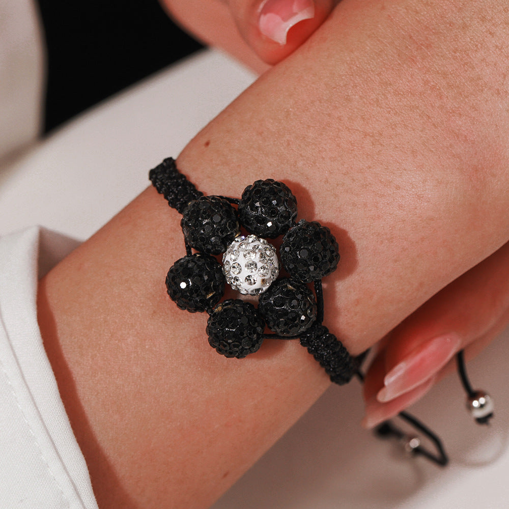 Simple Style Flowers Bracelet For Women Featuring Soft Clay Material And Weave Craft With Stretch Adjustable Closure
