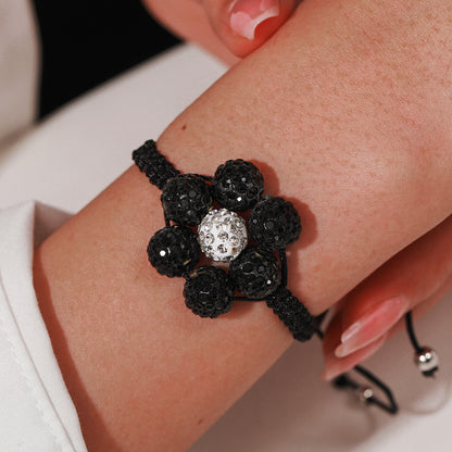 Simple Style Flowers Bracelet For Women Featuring Soft Clay Material And Weave Craft With Stretch Adjustable Closure