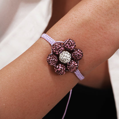 Simple Style Flowers Bracelet For Women Featuring Soft Clay Material And Weave Craft With Stretch Adjustable Closure