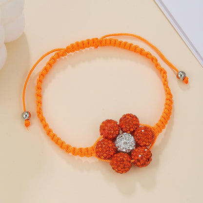 Simple Style Flowers Bracelet For Women Featuring Soft Clay Material And Weave Craft With Stretch Adjustable Closure