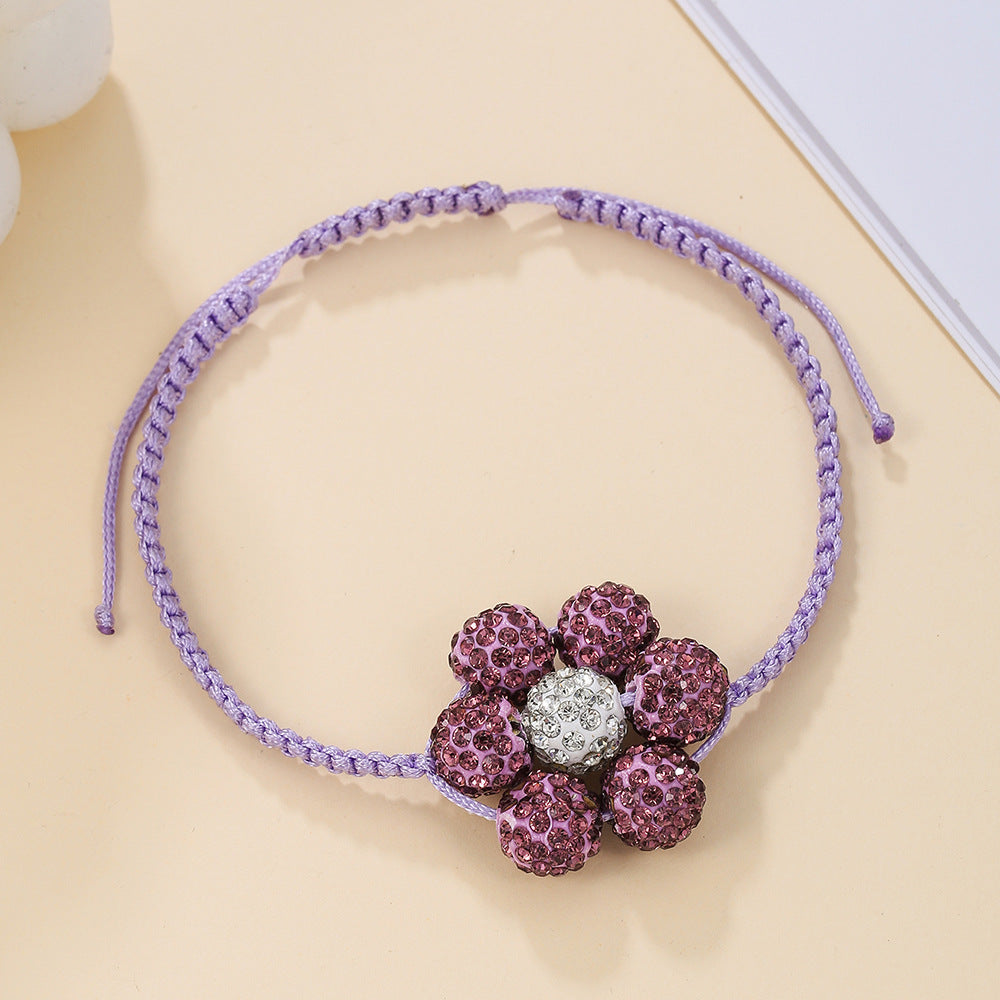 Simple Style Flowers Bracelet For Women Featuring Soft Clay Material And Weave Craft With Stretch Adjustable Closure