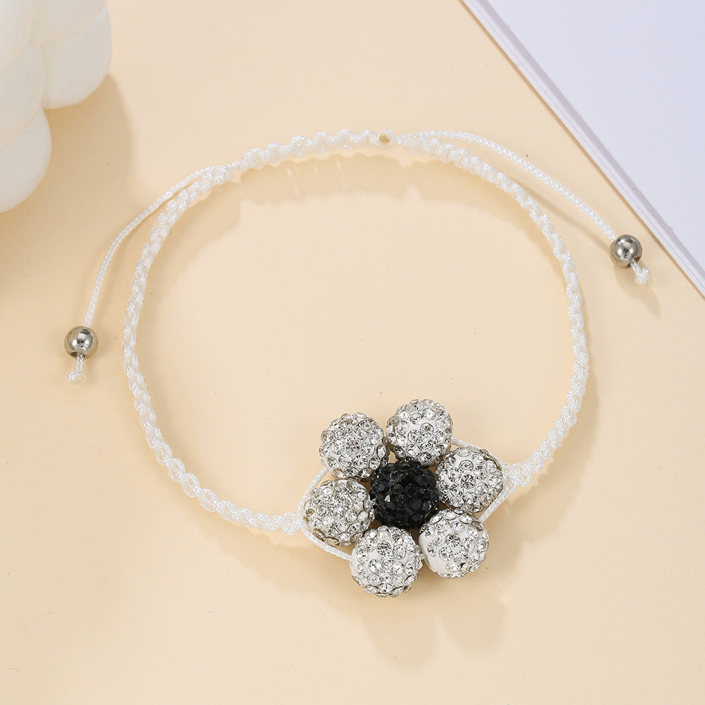 Simple Style Flowers Bracelet For Women Featuring Soft Clay Material And Weave Craft With Stretch Adjustable Closure