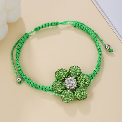 Simple Style Flowers Bracelet For Women Featuring Soft Clay Material And Weave Craft With Stretch Adjustable Closure